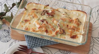 簡単レシピ「さつまいもときのこのグラタン」